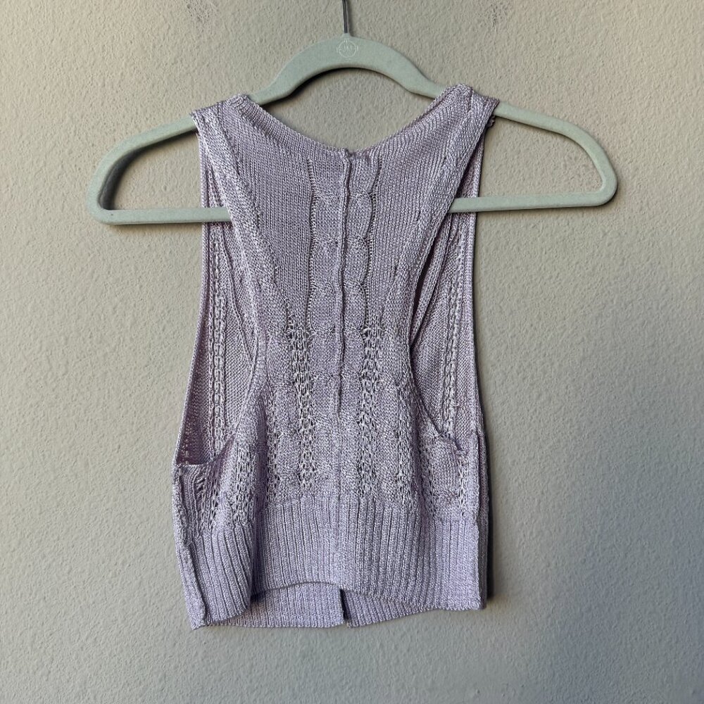 Free People Pastel Purple Lightweight Knit Sweater Tank Vest Size S - Picture 3 of 6